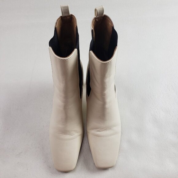 Sam Edelman Lani Chelsea Boot Womens 8 Cream Black Leather Pull On Ankle Heeled - Picture 6 of 15